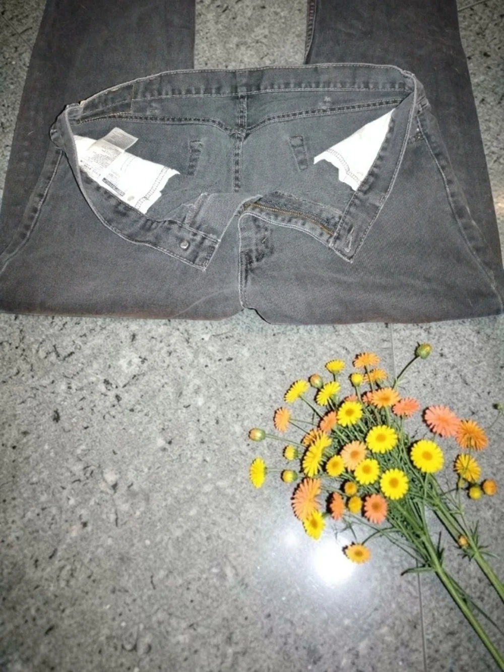 Classic Levi's 505 Regular Fit Straight Leg Black Wash Jeans 40x32
